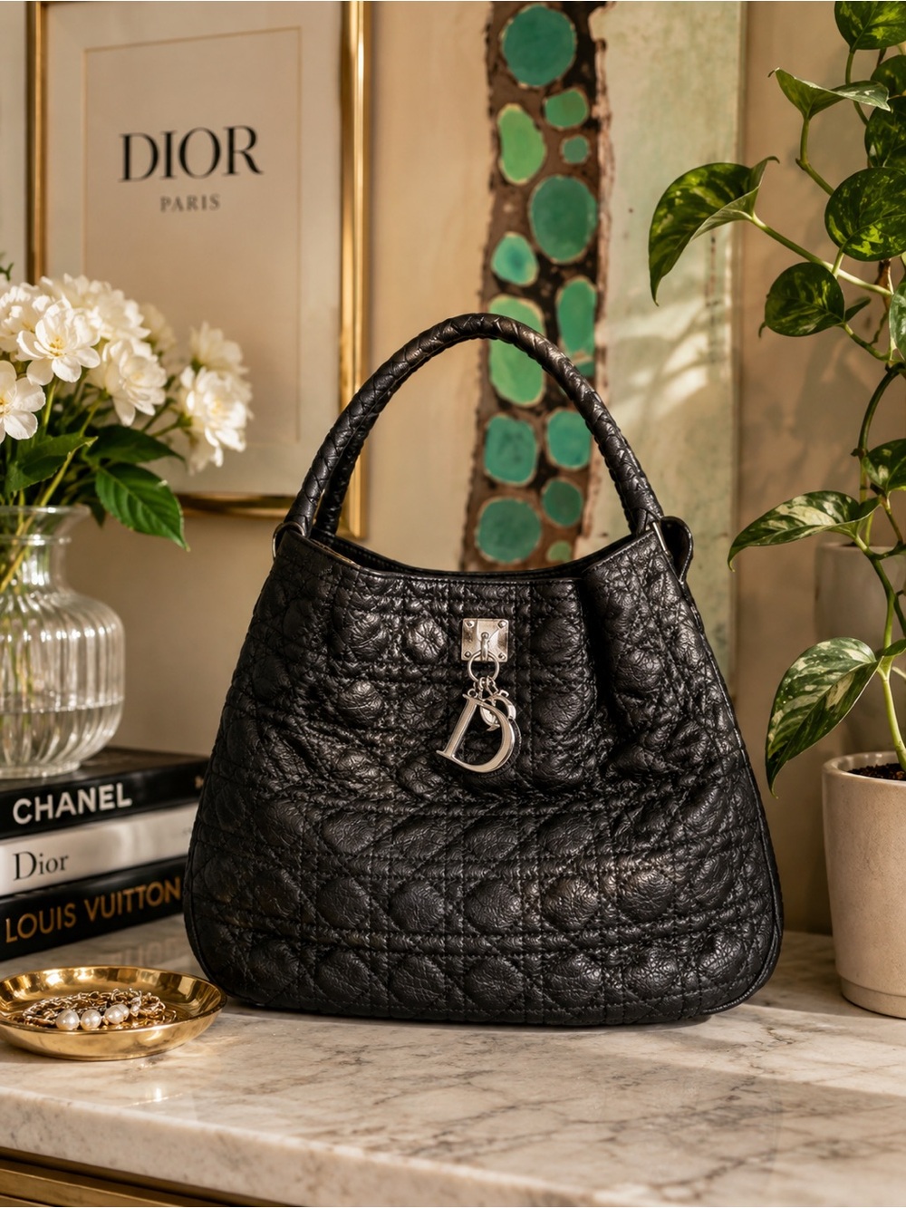 Black Dior Quilted Shoulder Bag with Silver Hardware - Picture 1 of 9